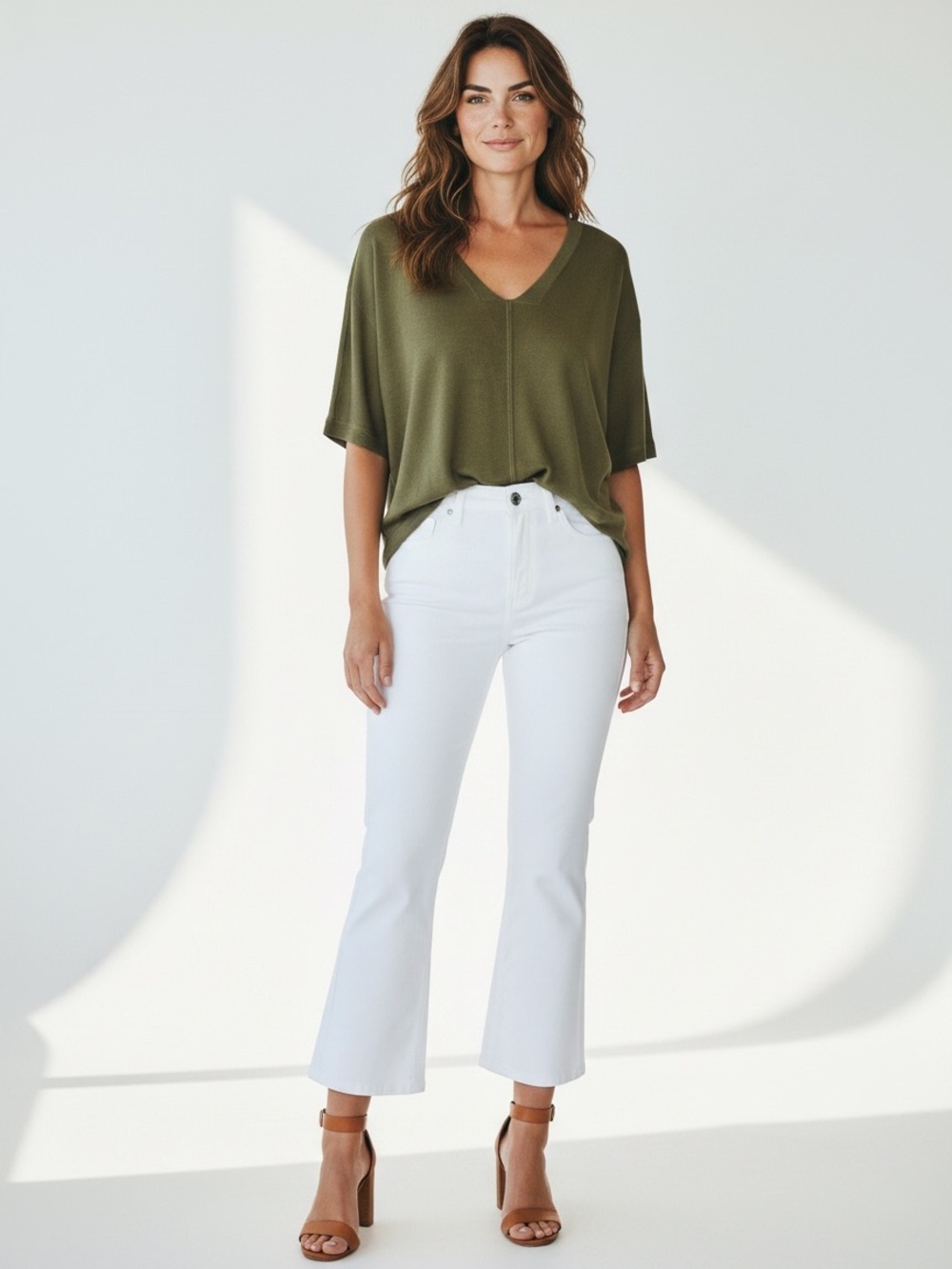 Talbots Linen Olive Green Knit Sweater Top Quite Luxury Size MP